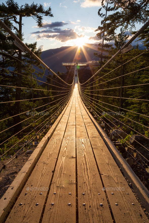 Suspension Bridge on Top of a Mountain in Squamish Stock Photo by edb3_16
